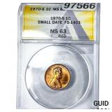 1970-S Wheat Cent ANACS MS63 RD Small Date