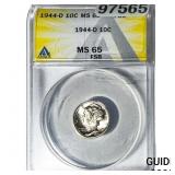 1944-D Mercury Silver Dime ANACS MS65 FSB