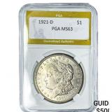 1921-D Morgan Silver Dollar PGA MS63