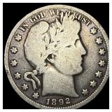 1892 Silver Half Dollar (Barber) LIGHTLY CIRCULATE