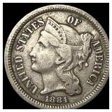 1881 Nickel Three-Cent Piece LIGHTLY CIRCULATED