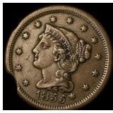 1855 Braided Hair Large Cent NEARLY UNCIRCULATED