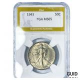 1943 Walking Liberty Half Dollar PGA MS65