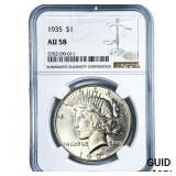 1935 Silver Peace Dollar NGC AU58