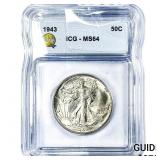 1943 Walking Liberty Half Dollar ICG MS64