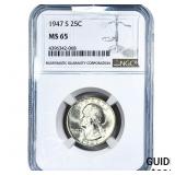 1947-S Washington Silver Quarter NGC MS65