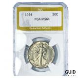 1944 Walking Liberty Half Dollar PGA MS64