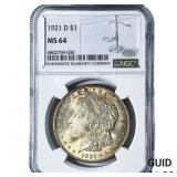 1921-D Morgan Silver Dollar NGC MS64