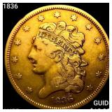 1836 $5 Gold Half Eagle HIGH GRADE