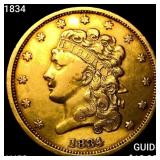 1834 $5 Gold Half Eagle CHOICE AU