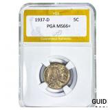 1937-D Buffalo Nickel PGA MS66+