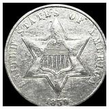 1859 Silver Three-Cent Piece NEARLY UNCIRCULATED