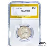 1937-D Washington Silver Quarter PGA MS66