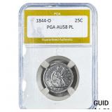 1844-O Seated Liberty Quarter PGA AU58 PL