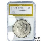 1878 Rev 79 Morgan Silver Dollar PGA MS60