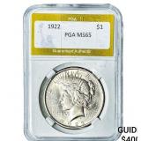 1922 Silver Peace Dollar PGA MS65