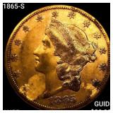 1865-S $20 Gold Double Eagle HIGH GRADE