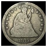 1877-CC Silver Seated Liberty Quarter NICELY CIRCU
