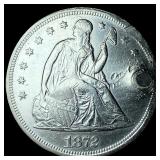 1872 Silver Seated Liberty Dollar (holed) HIGH GRA