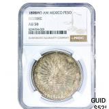 1898Mo AM Mexico Silver 1 Peso Restrike NGC AU50