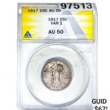1917 Standing Liberty Quarter ANACS AU50 VAR 1