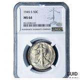 1945-S Walking Liberty Half Dollar NGC MS64