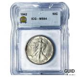 1942 Walking Liberty Half Dollar ICG MS64