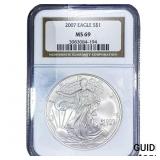 2007 Silver Eagle NGC MS69