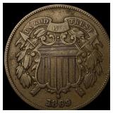 1869 Two-Cent Piece ABOUT UNCIRCULATED