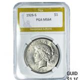 1926-S Silver Peace Dollar PGA MS64