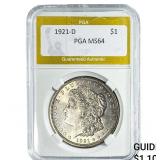 1921-D Morgan Silver Dollar PGA MS64