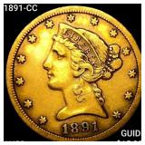 1891-CC $5 Gold Half Eagle CHOICE AU