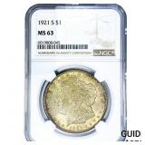 1921 Morgan Silver Dollar NGC MS63