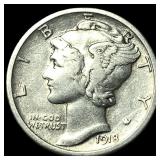 1918-S Silver Mercury Dime NEARLY UNCIRCULATED