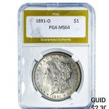 1891-O Morgan Silver Dollar PGA MS64