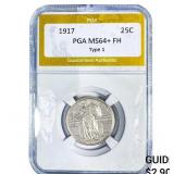 1917 Standing Liberty Quarter PGA MS64+ FH Type 1