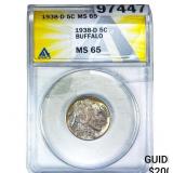 1938-D Buffalo Nickel ANACS MS65