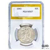1943 Walking Liberty Half Dollar PGA MS67