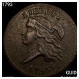 1793 Liberty Cap Half Cent CLOSELY UNCIRCULATED