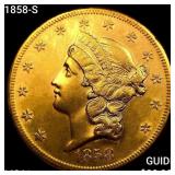1858-S $20 Gold Double Eagle UNCIRCULATED