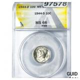 1944-D Mercury Silver Dime ANACS MS66 FSB