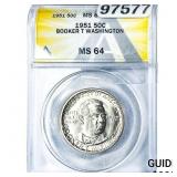 1951 Booker T Half Dollar ANACS MS64