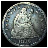 1856-O Silver Seated Liberty Quarter ABOUT UNCIRCU