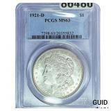 1921-D Morgan Silver Dollar PCGS MS63