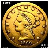 1860-S $2.50 Gold Quarter Eagle CLOSELY UNCIRCULAT