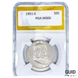 1951-S Franklin Half Dollar PGA MS66