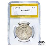1943 Walking Liberty Half Dollar PGA MS65