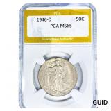 1946-D Walking Liberty Half Dollar PGA MS65