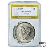 1880-O Morgan Silver Dollar PGA MS64 Micro O