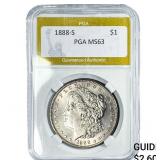 1888-S Morgan Silver Dollar PGA MS63